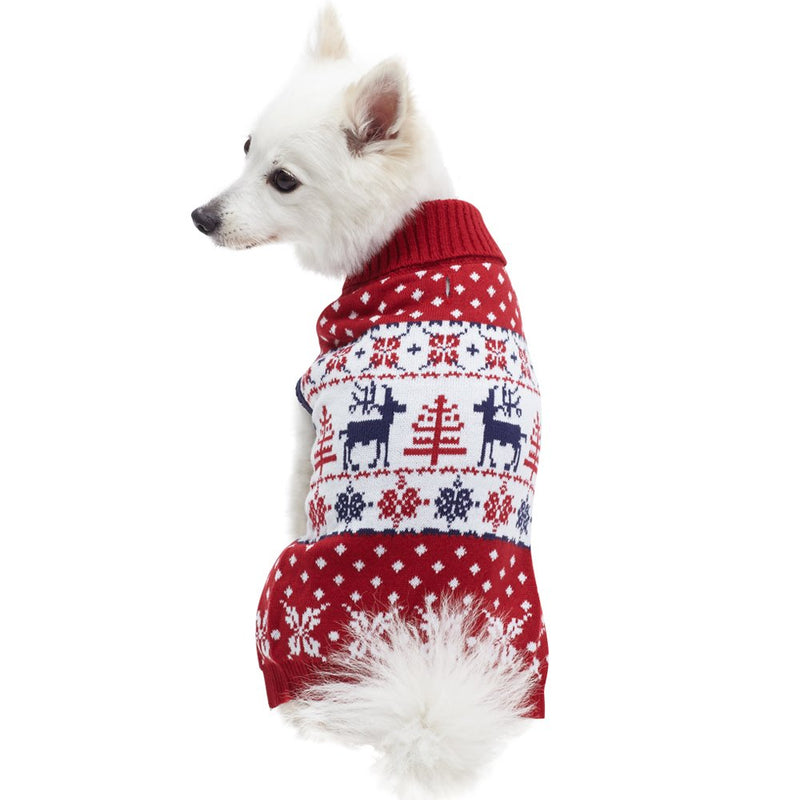 [Australia] - Blueberry Pet 10+ Patterns Christmas Clothes - Christmas Family Interlock Sweaters for Dogs, Children and Parents, Lovely Sweatshirts for Dogs Back Length 14" Tango Red & Navy Blue 