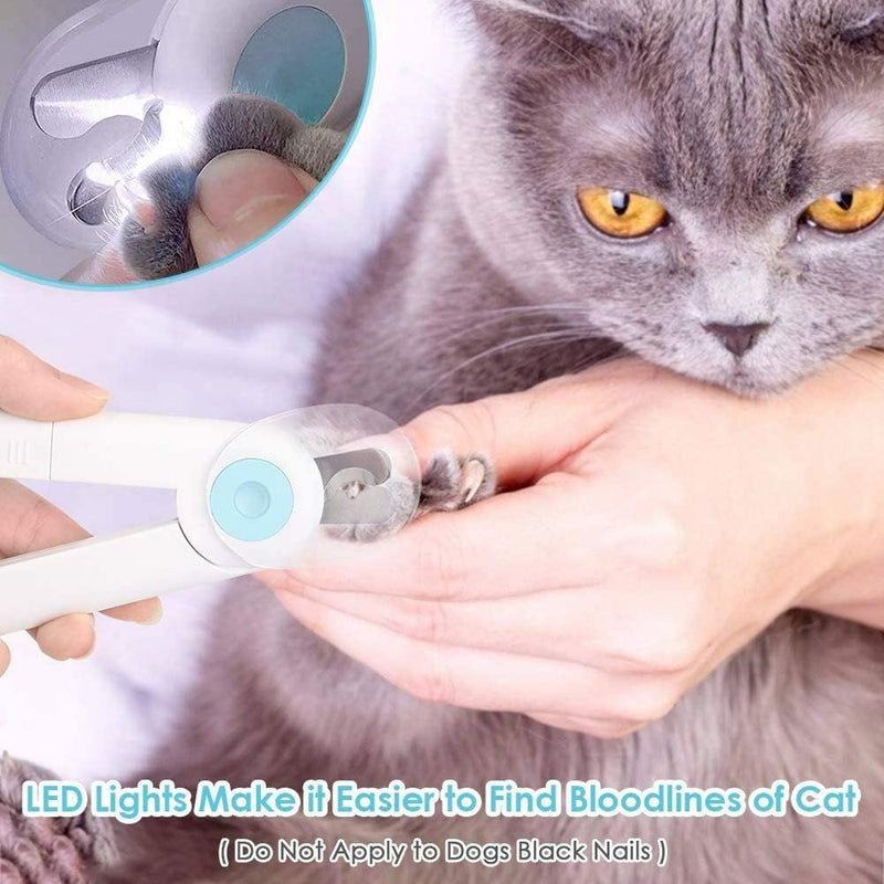 RCPLAGA Nail Clippers with LED Light for Dogs Cats, 2-in-1 Claw Scissors and Dog Nail Grinder with Nail File and Splash-Proof Guard for Medium Small Pets Blue - PawsPlanet Australia