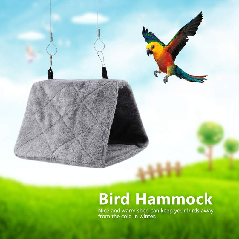 [Australia] - HEEPDD Bird Hammock, Soft Plush Parrot Hanging Hut Cage Perch Stand Swing Toys for Parakeet Cockatiel Lovebird Budgie Finch Canary Cockatoo African Grey Amazon Macaw S Gray 