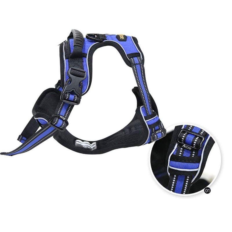 [Australia] - Acare Dog Harness Large Vest, Comfirt Harness for Dogs with Handle Large Dog Walking Harness - No More Pulling, Tugging or Choking - Blue Medium 