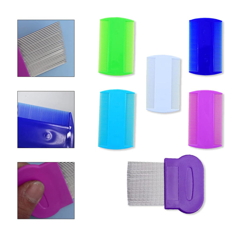 6 Pieces Flea Tear Stain Remover Comb Pet Dogs Cats Grooming Tool Stainless Steel Safe Metal Tooth Removal Combs Clean Lice/Tangles/Knots/Scrust/Dirt - PawsPlanet Australia
