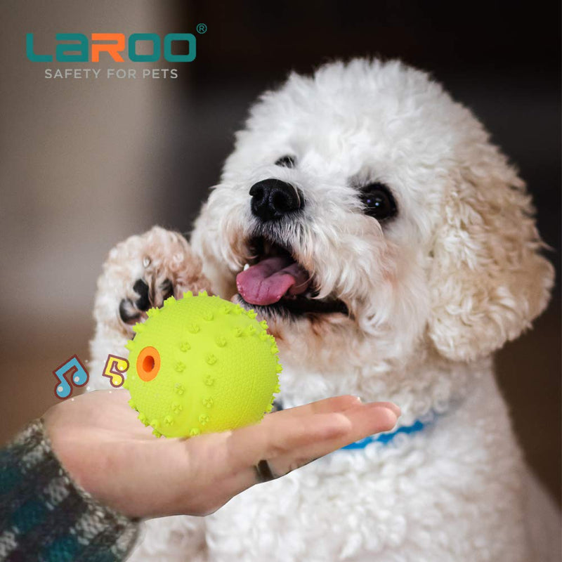 LaRoo Squeaker Ball Dog Toy, Durable Natural Rubber Dog Ball Floating Throwing Teeth Cleaning Training Chew Toy for Pet Small Medium Large Dogs (6.5CM Green) 6.5CM Green - PawsPlanet Australia