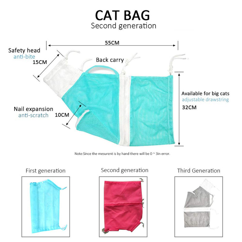 LINVINC Pet Cat Grooming Bath Bag - Adjustable Mesh Washing Bag Biting Scratching Restraint Shower Bag for Bathing Ear Cleaning Nail Trimming Medicine Feeding - Grey 55x32cm - PawsPlanet Australia
