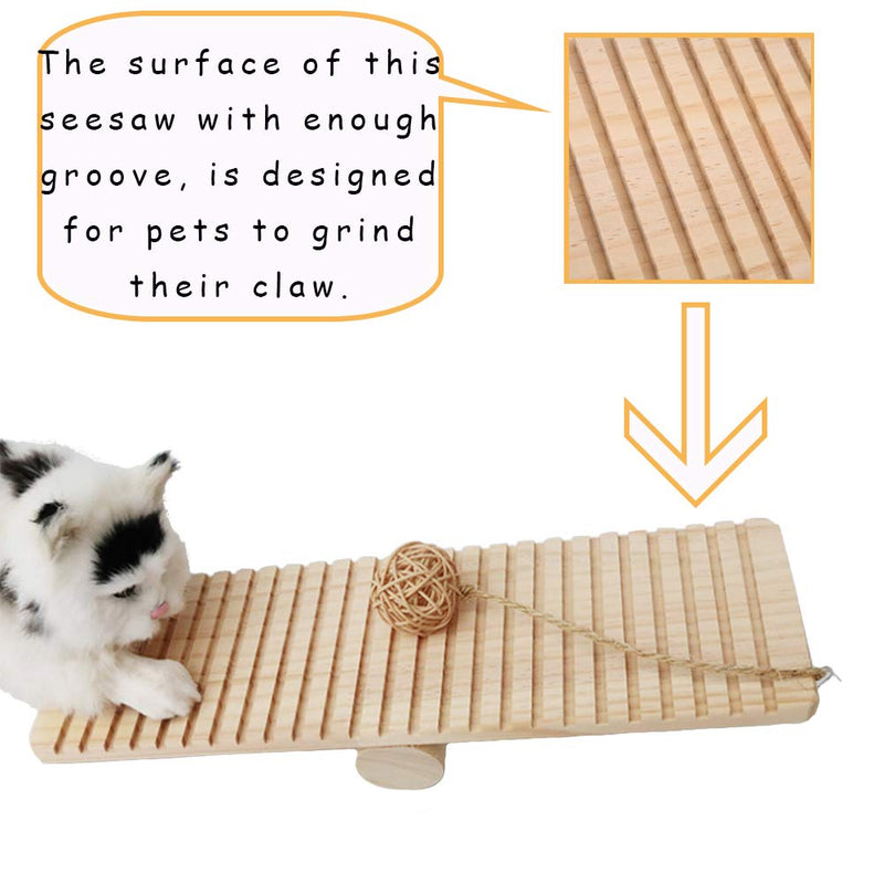 [Australia] - kathson Hamster Seesaw Toys, Small Animal Play Wooden Platform with Ball for Guinea Pigs, Gerbil, Mouse, Cat, Rabbit Exercise Playing Toy 