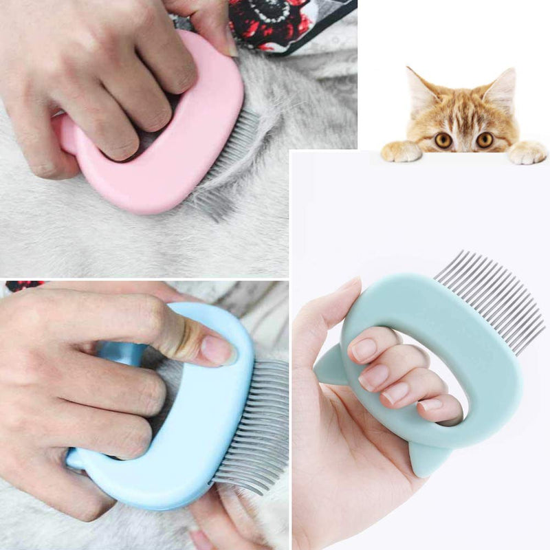 Cat brush, 2 pieces cat comb, cat brush long hair, brush dog short hair, massage comb for pet cats, massage comb pet, brush for removing loose hair, grooming cleaning (pink) 2 pieces pink - PawsPlanet Australia