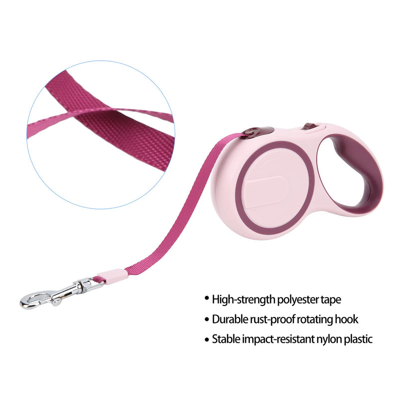 Pet Automatic Traction Rope,plplaaoo Dog Leash, Retractable Non-Slip Handle, One-Hand Brake, Dog Leash for Small and Medium Dogs, Heavy Duty Dog Leash (5M-Red) 5M Red - PawsPlanet Australia