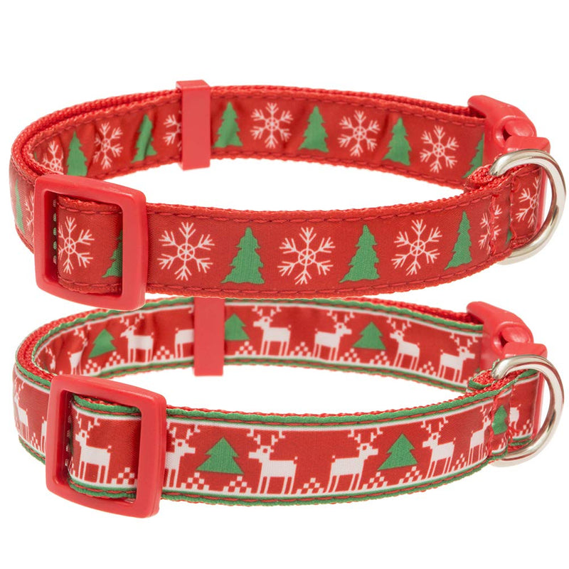 [Australia] - SCENEREAL Christmas Dog Collars - 2 Pack Quick Release Adjustable Outdoor Safety Collar for Small Medium Large Dogs M 