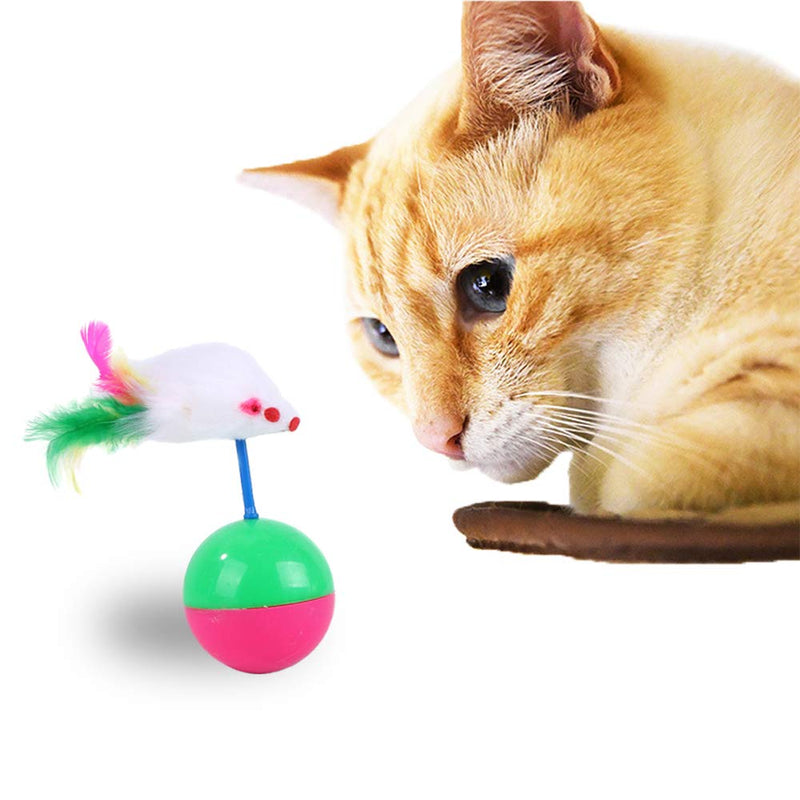 2 Pcs Cat Toy Ball Funny Interactive Plastic Mice Balance Swing Tumbler Ball for Cat Training Teasing Cat Toys - PawsPlanet Australia