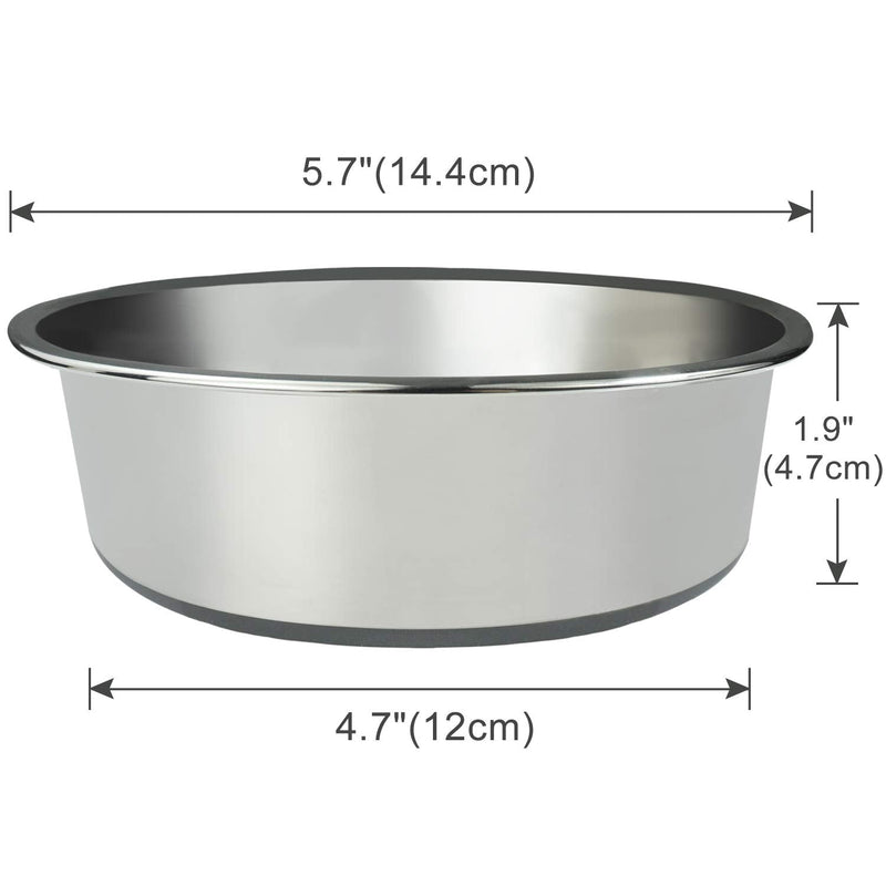 Joytale Stainless Steel Dog Bowl with Rubber Base, Pets Food and Water Non-Slip Bowls for Small Dogs,Puppies and Cats,480 ML 480(Pack of 1) Gray - PawsPlanet Australia