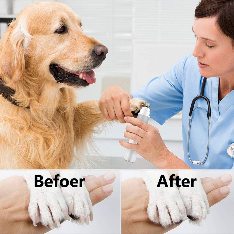 [Australia] - Intsun Professional Dog Nail Grinder, Electric Pet Nail Grinder Cat & Dog Nail Trimmer for Small, Medium and Large Claw Painless Care, Low Noise 2-Speed Control White 