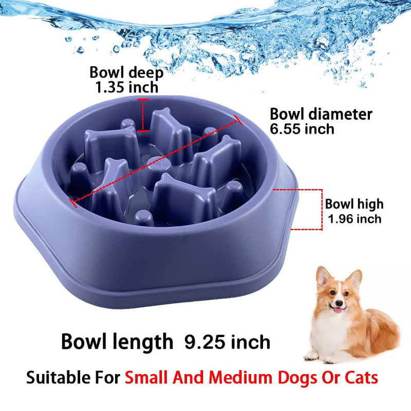 Slow Feeder Dog Bowls Food Stop Bloat Anti Gulping Healthy Eating Interactive Non Slip Dog Slow Feeder Pet Bowl Slow Eating for Small Medium Size Dogs (Bone-Lavender) 1.LAVENDER - PawsPlanet Australia