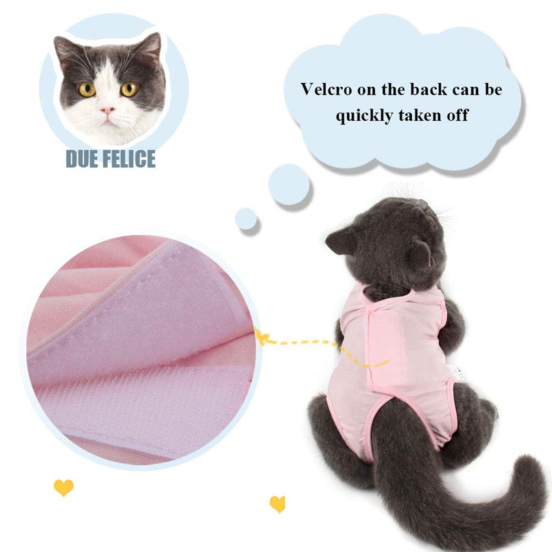 Due Felice Cat Professional Surgical Recovery Suit for Abdominal Wounds Skin Diseases, After Surgery Wear, E-Collar Alternative for Cats Dogs, Home Indoor Pets Clothing Pink L - PawsPlanet Australia