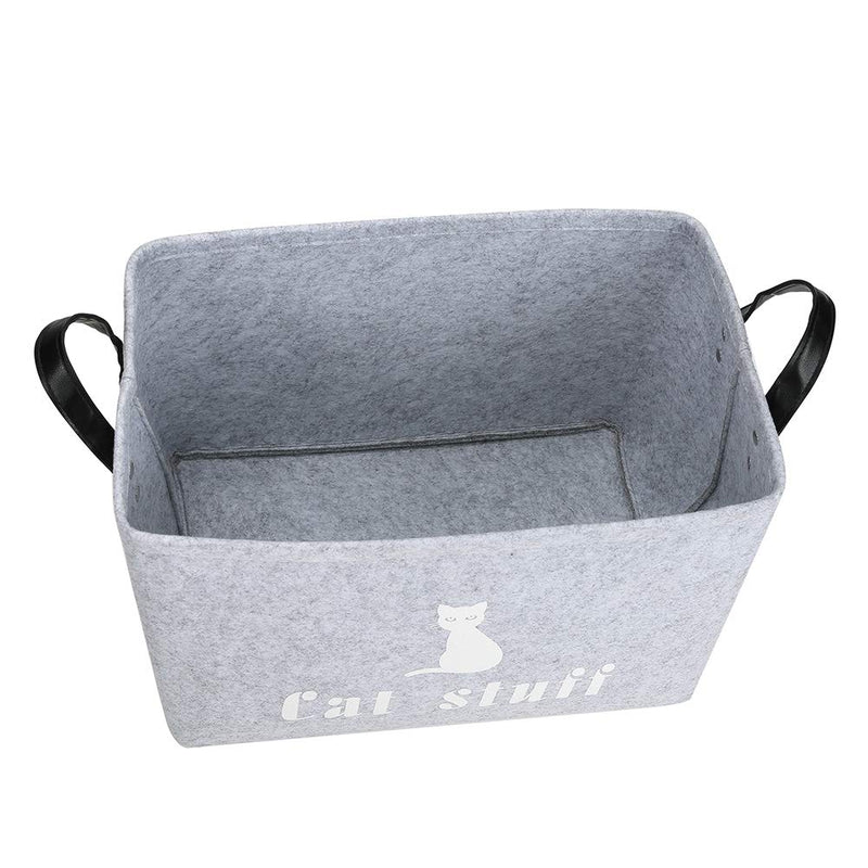 Minjie Dog Toy Storage Basket with Handle,Pet Supplies/Children Toy Storage Box Used in Bedroom, Balcony, Living Room (38 * 26 * 25 CM, Light Gray) - PawsPlanet Australia