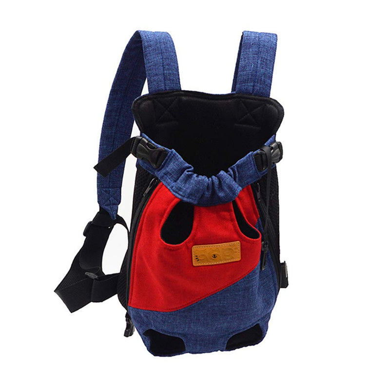 [Australia] - GGR Dog Carrier Backpacks, Pet Carrier Backpack, Adjustable Front Cat Dog Travel Back Pack for Small Medium Puppy Legs Out for Traveling Hiking Camping and Outdoor red blue S 