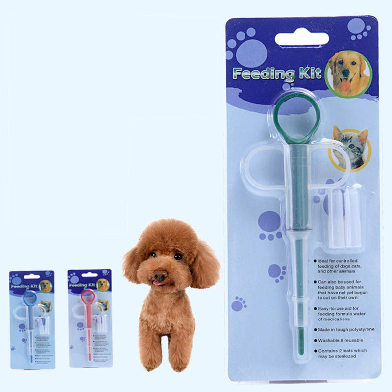 [Australia] - Emoly 2 Pack Pet Pill Dispenser, Pet Piller Gun Dog Pill Shooter Medical Feeding Tool Kit Reusable Extremely Silicone Syringes for Cats Dogs Small Animals - Blue 