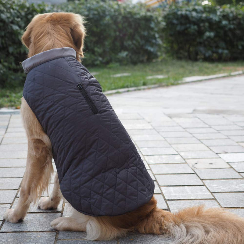 Winter Dog Coat Reversible Dog Jackets Bone Waterproof Reflective Cold Weather Pet Wearing for Small Medium Large Dogs (Grey, XS) Grey X-Small - PawsPlanet Australia