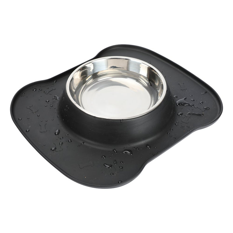 Dog Bowl Single Stainless Steel Pet Food & Water Bowl 680 ML (L, Black) - PawsPlanet Australia