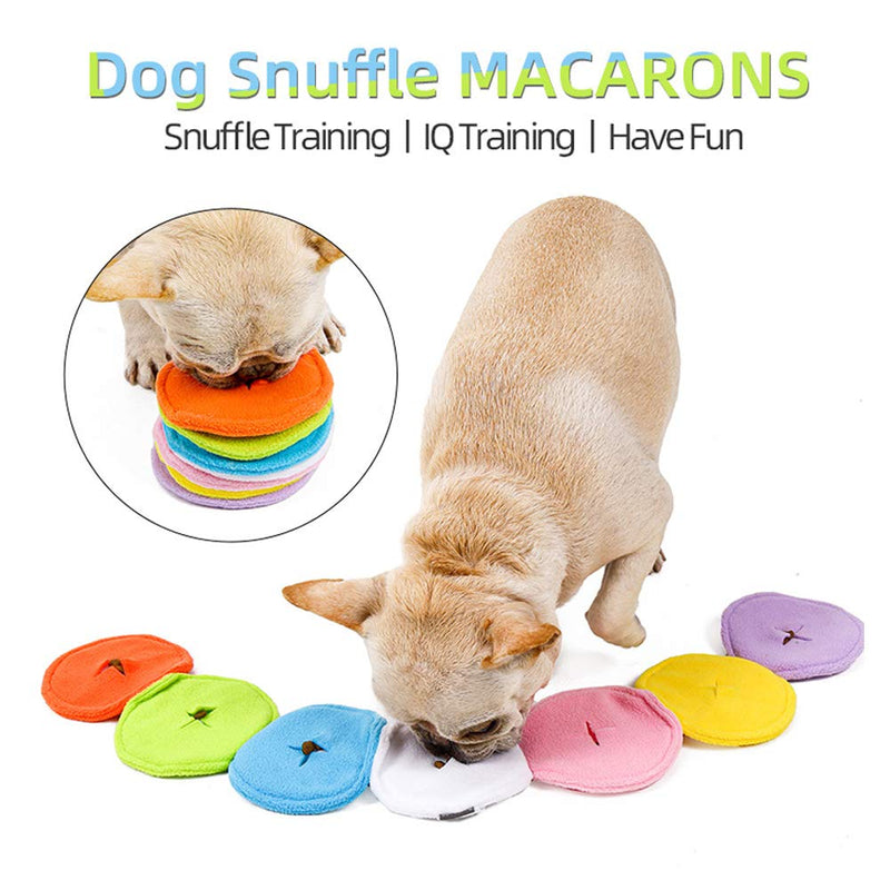 [Australia] - PUMYPOREITY Colorful Macaron Dog Snuffle Mat, Puppy Sniffing Training Puzzle IQ Toys, Slow Feeding Mat, Pet Chewing Activity Plush Toy for Stress Release 