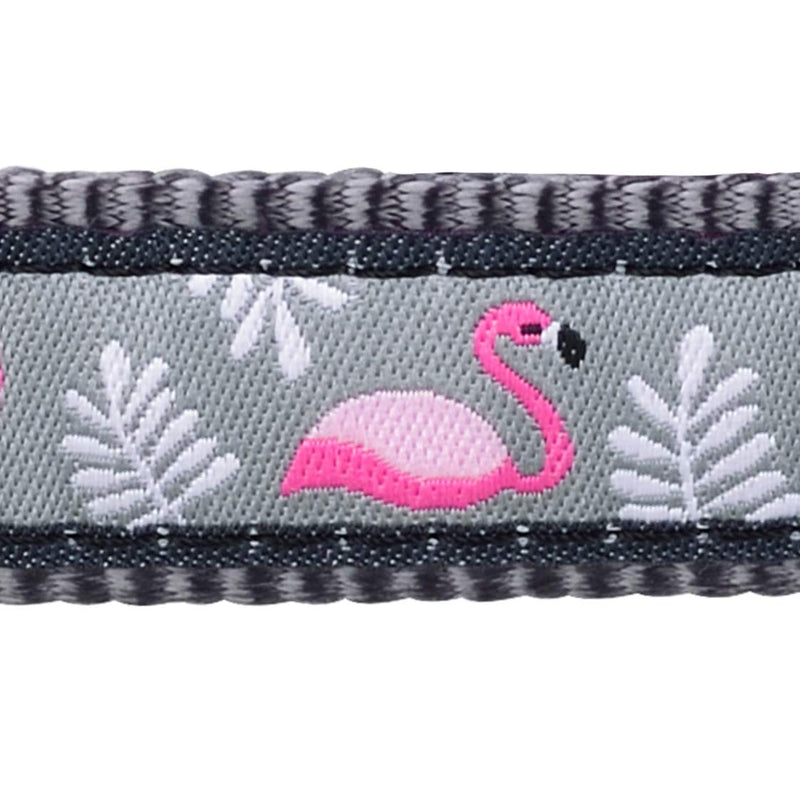 Red Dingo Grey Flamingo Dog Collar (15mm x 24-36cm), Small - PawsPlanet Australia