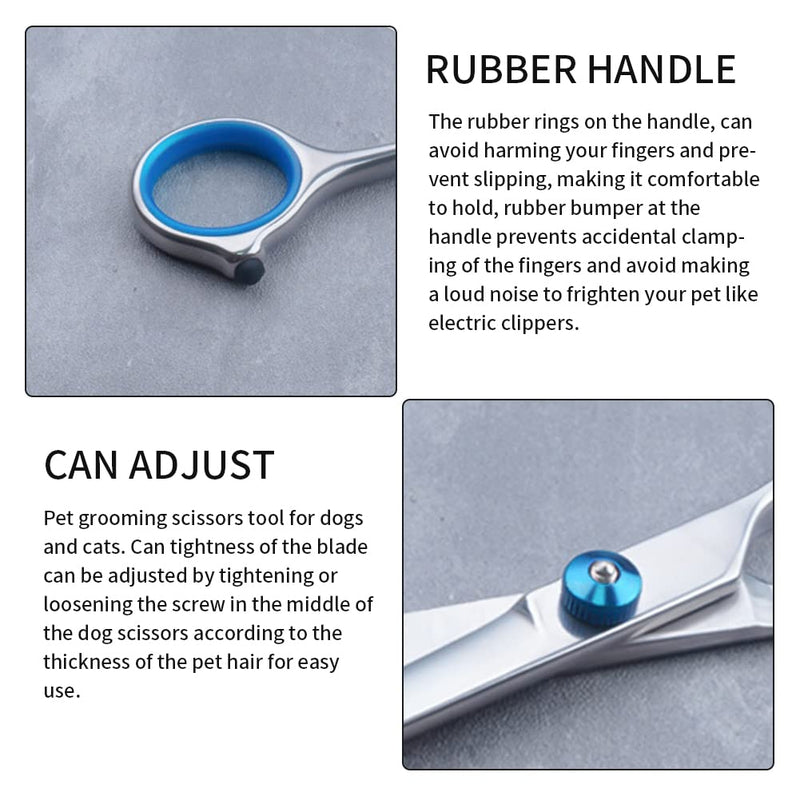 melebellot Pet Grooming Scissors and Grooming Combs, Grooming Scissors for Dogs, Cat Grooming Scissors, Dog Grooming Scissors, with Round Safety Tip, Stainless Steel Pet Grooming Tool for Home (Silver) - PawsPlanet Australia