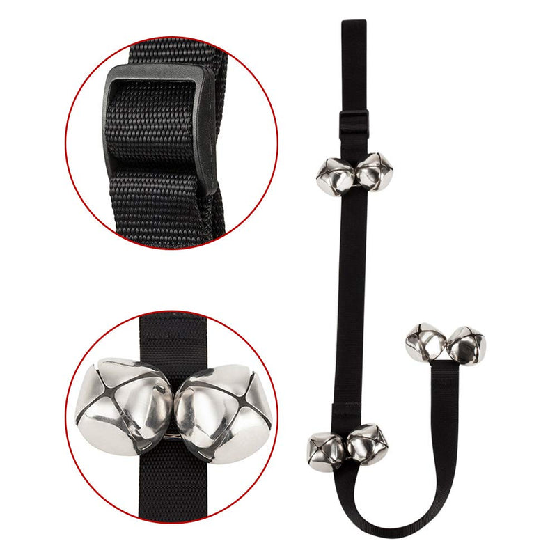 SlowTon Pet Bell, 2 Pack Metal Bell Dog Training with Non Skid Rubber Bottoms Dog Door Bell for Potty Training Clear Ring Pet Tool Communication Device for Small Dogs Cats Black Strape+White - PawsPlanet Australia