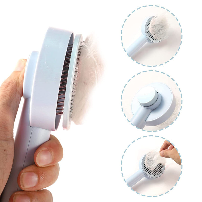 Cat brush short hair, cat brush dog brush, cat brush, self-cleaning cat dog brush for removing loose undercoat and mats, donut cat hair brush for pets for grooming. - PawsPlanet Australia