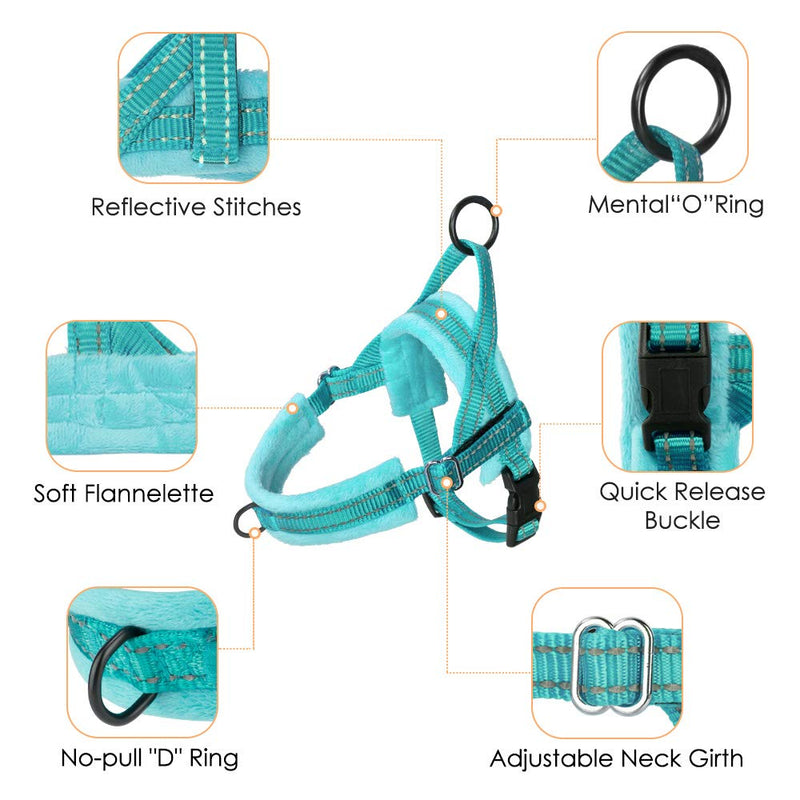 SlowTon No Pull Small Dog Harness and Leash, Front Lead Walk Vest Harness Soft Padded Reflective Adjustable Puppy Harness Anti-Twist 4FT Pet Lead Quick Fit for Small Dog Cat Animal XX-Small Green - PawsPlanet Australia