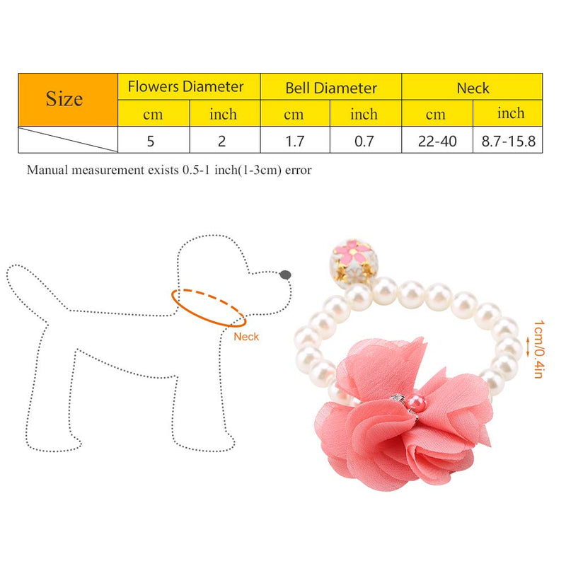 Ichiias Dog Collar Pearl Flower Elastic Necklace for Puppy Jewelry Accessory(Pink) Pink - PawsPlanet Australia