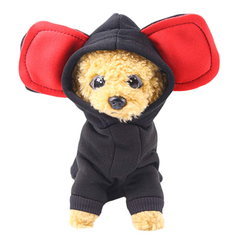 [Australia] - Xiaoyu Pet Dog Hooded Clothes Apparel Puppy Cat Warm Hoodies Coat Sweater for Small Dogs with Cute Hat, S Black 