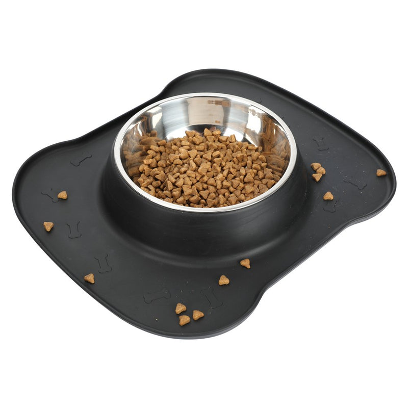 Dog Bowl Single Stainless Steel Pet Food & Water Bowl 680 ML (L, Black) - PawsPlanet Australia