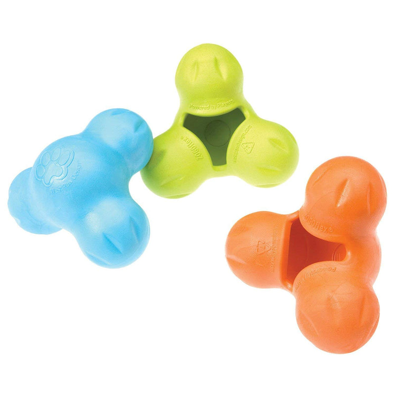 [Australia] - West Paw Zogoflex Tux Treat Dispensing Dog Chew Toy – Interactive Chewing Toys for Dogs – Dog Games for Aggressive Chewers, Fetch, Catch – Holds Kibble, Treats, Made in USA Large Tangerine 