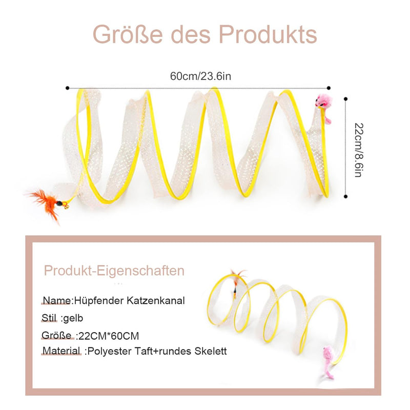 Foldable Cat Tunnel Cat Toy - Folded Cat Tunnel for House Cats with Feather Toys and Toy Mice, Cat Tent Play Tunnel with Interactive Toy for Kittens - PawsPlanet Australia