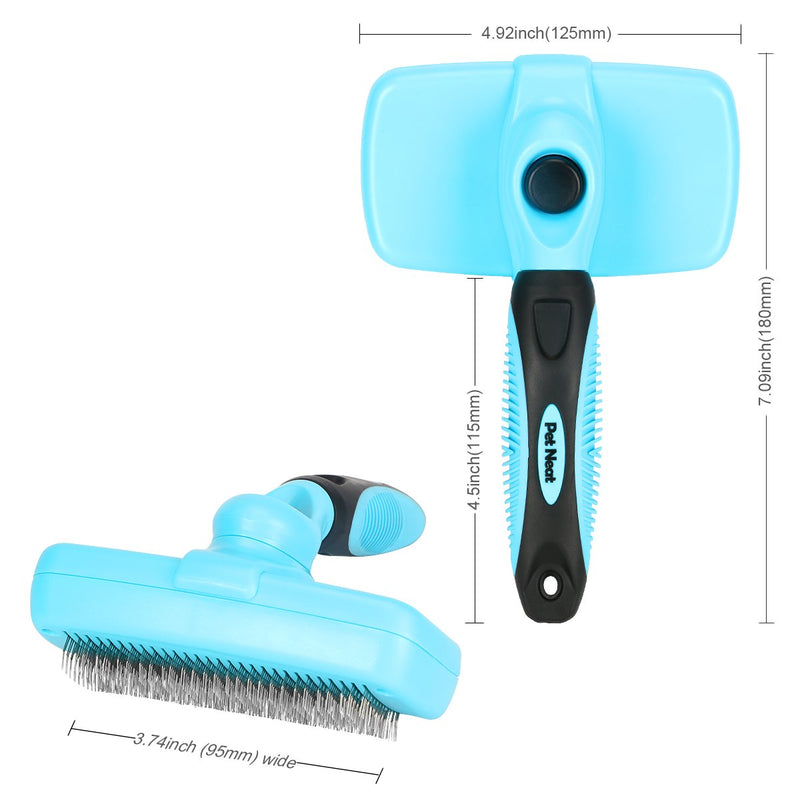 [Australia] - Pet Neat Self Cleaning Slicker Brush Effectively Reduces Shedding by Up to 95% - Professional Pet Grooming Brush for Small, Medium & Large Dogs and Cats, with Short to Long Hair Blue 