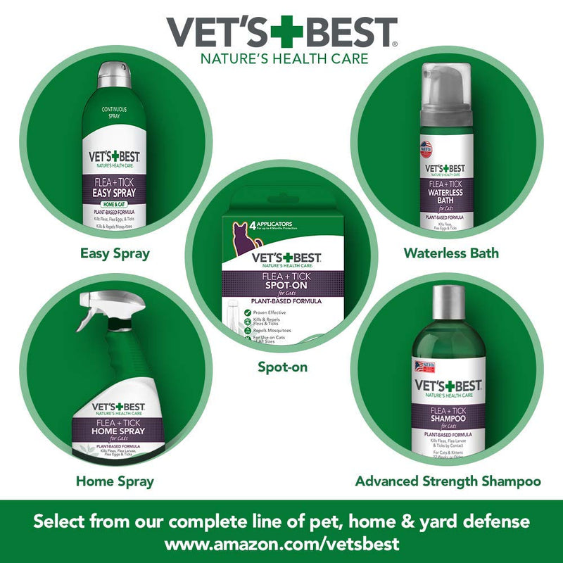 [Australia] - Vet's Best Flea + Tick Spot-On for Cats| Cat Flea and Tick Treatment and Prevention| Made with Certified Natural Oils | 