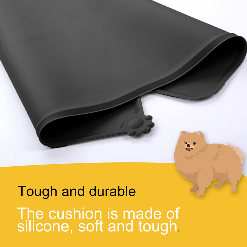 SUOXU Pet Feeding Mat,Waterproof & Non Slip Silicone Bowl Mat,for Dog Feeding Bowl and Water Bowls Pet Food Mat for Medium Small Dogs(47x30 cm) 47x30cm Black - PawsPlanet Australia