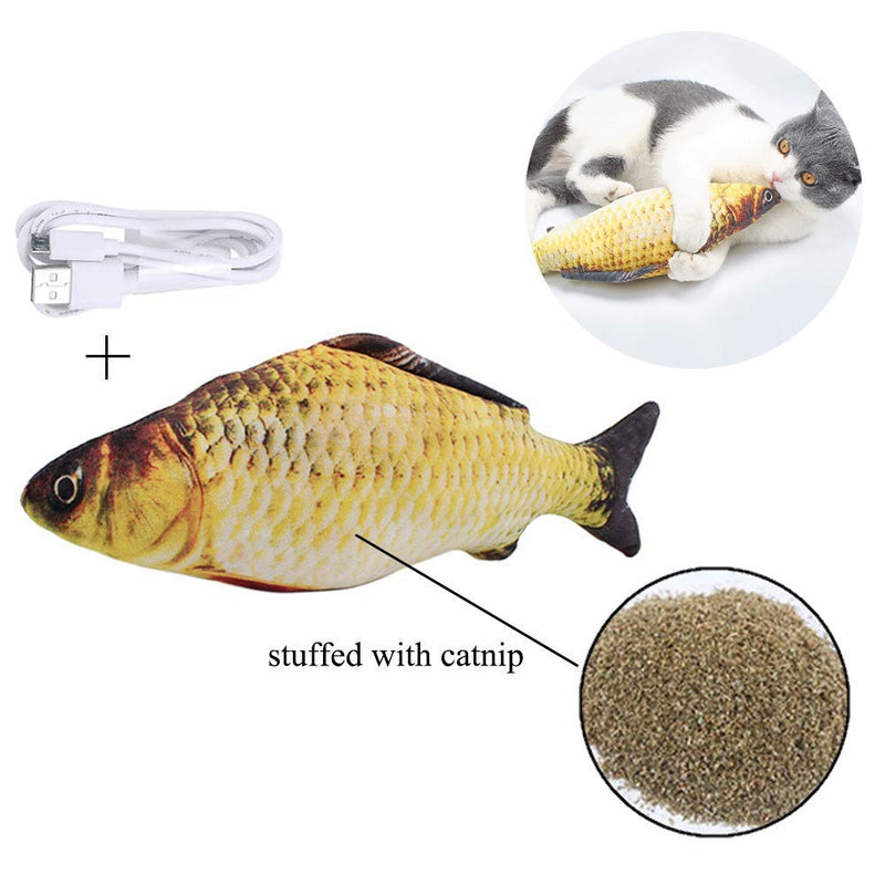 JWShang Electric Dancing Fish Cat Catnip Toy, Floppy Fish Cat Toy For Indoor Cats, Realistic Moving Cat Kicker Fish, Funny Pets Pillow Chew Bite Kick Supplies for Cat/Kitty/Kitten Flopping Fish c - PawsPlanet Australia