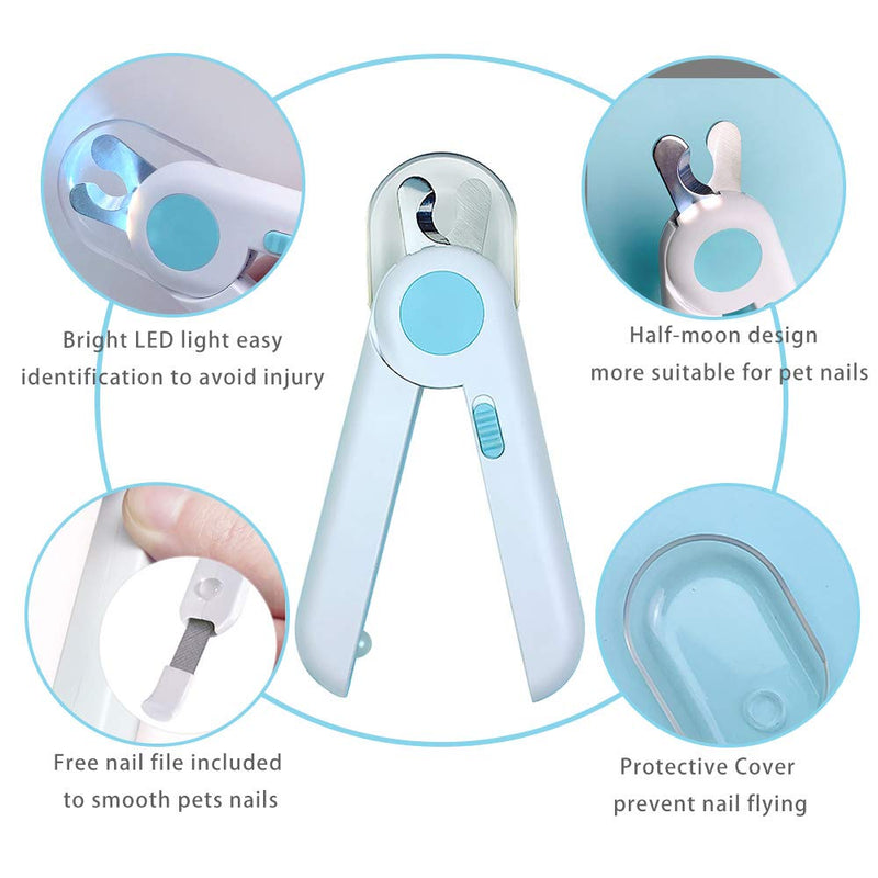 [Australia] - SYOSIN Dog Cat Nail Clippers and Trimmer,Pet Nail Clippers with LED Light to Avoid Over-Cutting Nails,Free Nail File and Razor Sharp Blade,Professional Grooming Tools at Home 