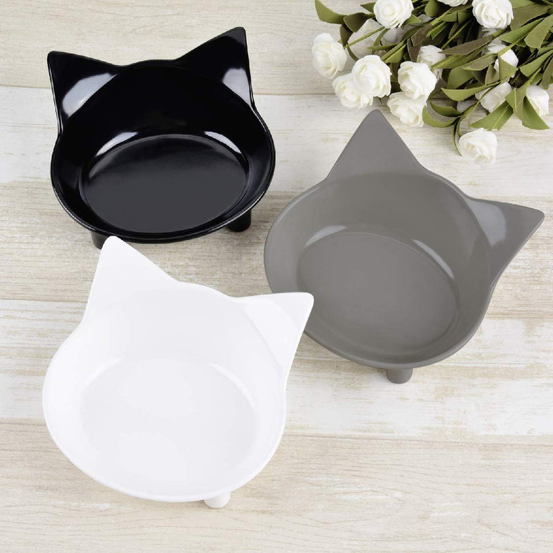 PETCUTE Cat Bowls Cat Food Bowls Non Skid shallow Pet Feeding Bowl for Cats and Small Dogs Set of 2 Black - PawsPlanet Australia