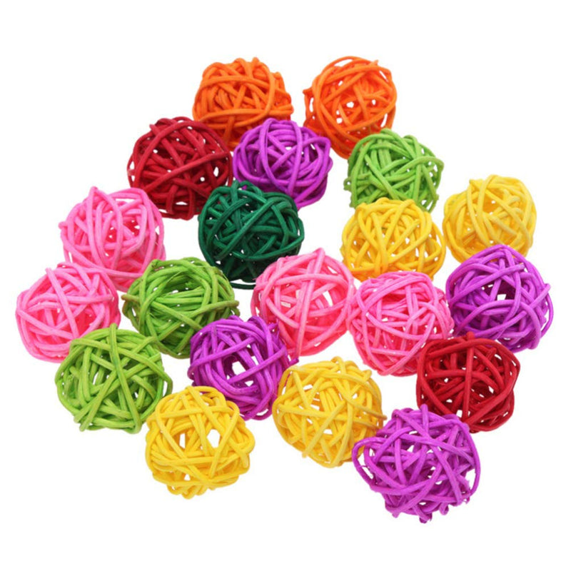 Balacoo 10Pcs Willow Branch Ball Durable Hanging Small Nontoxic Rattan Ball for Chewing Parrot Small Animals 5cm Assorted Color - PawsPlanet Australia