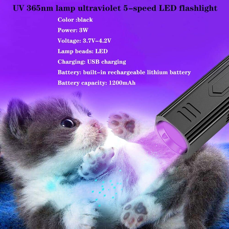 Wood's UV Lamp,Portable 365nm Pet Cat Dog UV Black light Flashlight Cat Ringworm Detector,Doctor Pet Urine Detector for Analyzing Skin Dog Cat Care Bed Bug Inspection - PawsPlanet Australia