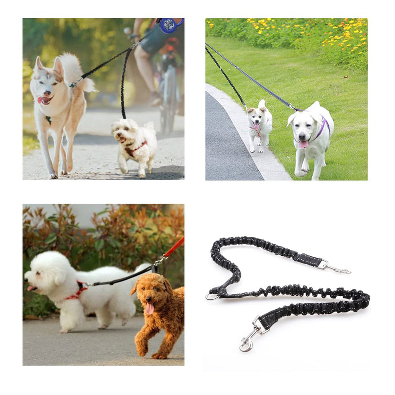 JVHLOV dog leash for 2 dogs, double leash, adjustable 360° rotating dog leash, double dog double leash, walking trainer leash for two dogs, for small, medium and large dogs, black - PawsPlanet Australia