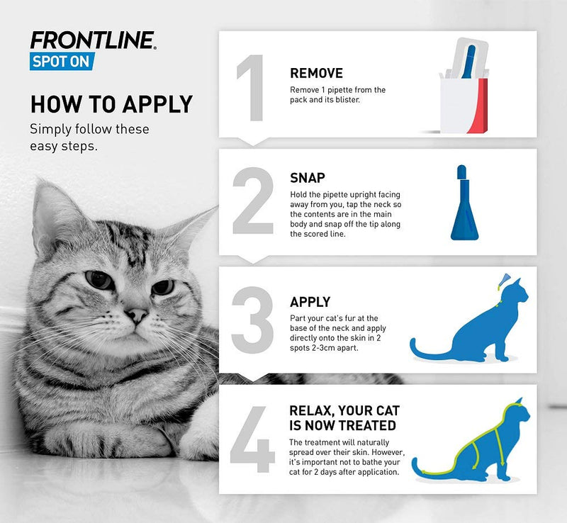 FRONTLINE Spot On Flea & Tick Treatment for Cats - 6 Pipettes - PawsPlanet Australia