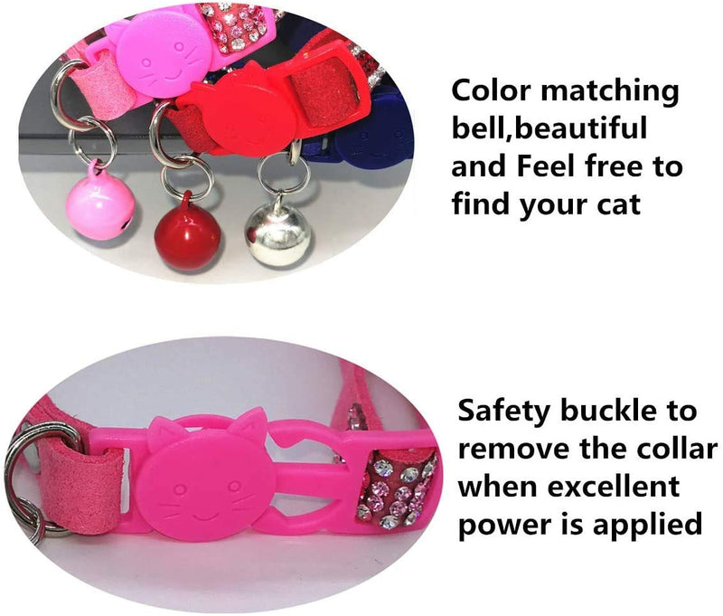 COZYROOM Breakaway Cat Collars with Bell, Adjustable Safe Pet Collar Velvet Kitty Collar for Cat Kitten Bling Rhinestone Girl Boy (1pcs) Black - PawsPlanet Australia