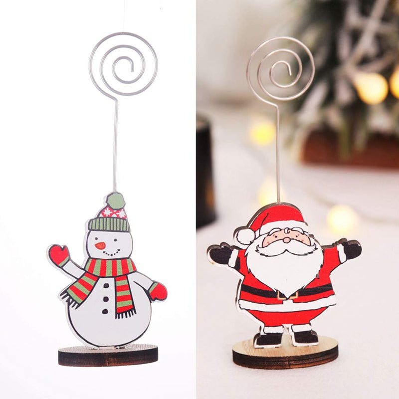 Amosfun Place Card Holders Christmas Cute Snowman Table Number Stands Wooden Name Photo Clip Holder for Xmas Holiday Party Decoration - PawsPlanet Australia