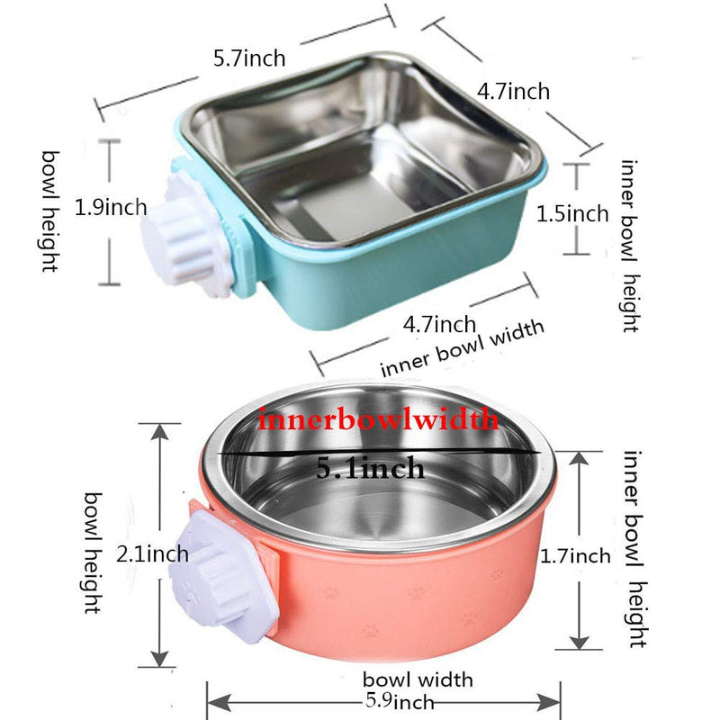 [Australia] - Hamiledyi Crate Dog Bowl,Removable Stainless Steel Pet Cage Bowl Food Water Feeder Bows Coop Cup with Bolt Holder for Cat,Puppy,Rabbite Birds and Other Small Pets(2 Pack) 