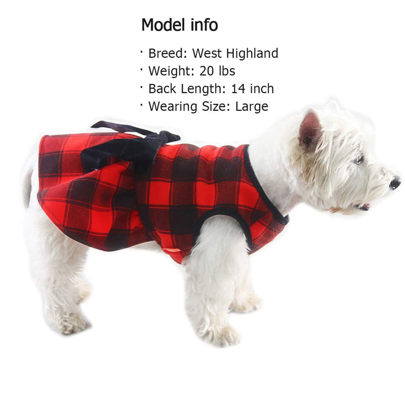 [Australia] - kyeese Dog Dress Red Buffalo Check Dog Dresses with Bowtie Small Medium Dog Dress for Fall Winter XS (3-4.5lbs) 