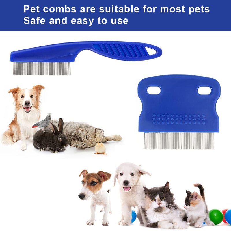 JINSION lice comb, 2 pieces flea comb dogs for cats, tick comb for dogs, dust comb for effective against fleas and lice, tear stain remover comb, pet comb professional removal flea comb for dogs and cats - PawsPlanet Australia