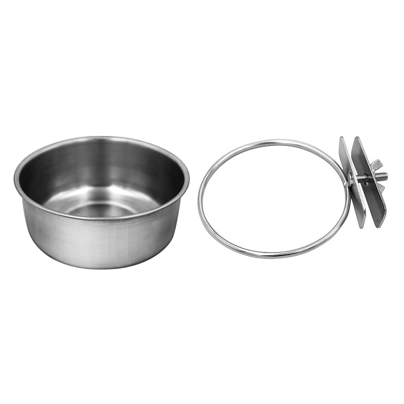 [Australia] - 2 Pack Birds Food Dish Parrot Stainless Steel Feeding Cups Bird Feeders Water Cage Bowls with Clamp Holder and 1 Pcs Bird Stand Toy for Parakeet Conure Cockatiels Lovebird Budgie Chinchilla 2 Pack 