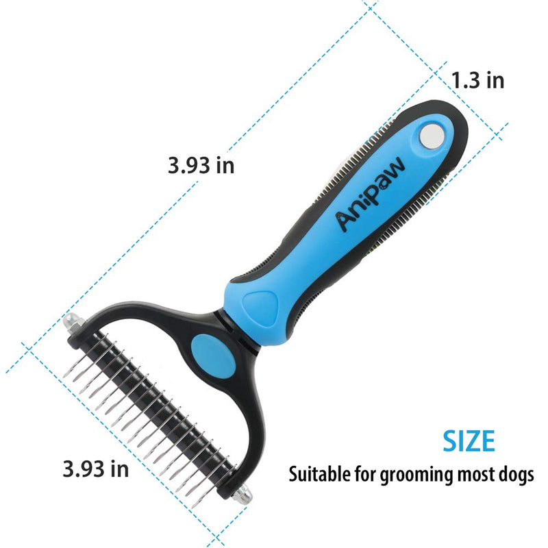 [Australia] - Bougainvillea Dog Grooming Tool Set, Anipaw 2 Sided Undercoat Rake for Cats & Dogs, Safe Dematting Comb for Easy Mats & Tangles Removing, Pet Comb with Pouch Bag 