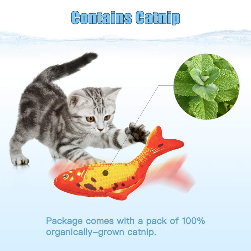 TOOGE 2 Pack 11" Electric Moving Fish Cat Toy Realistic Interactive Flopping Fish Cat Kicker Catnip Toys for Indoor Cats Pets Kitten Koi - PawsPlanet Australia